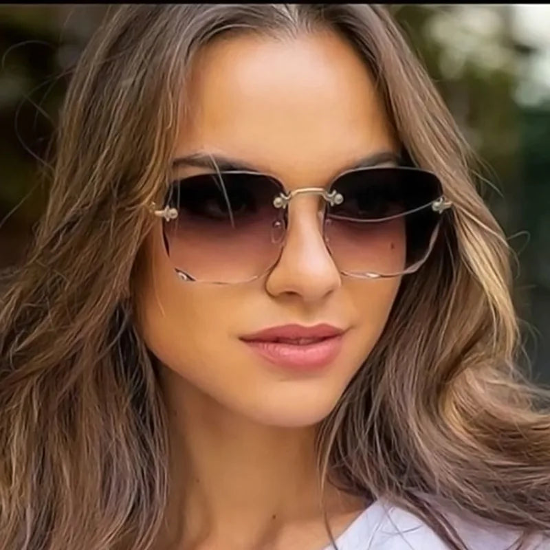 3PCS Square Rimless Sunglasses