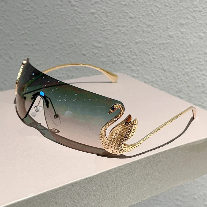 Rimless Y2k Monoblock Gradient Shades