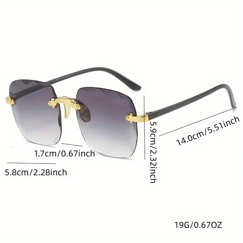 3PCS Square Rimless Sunglasses