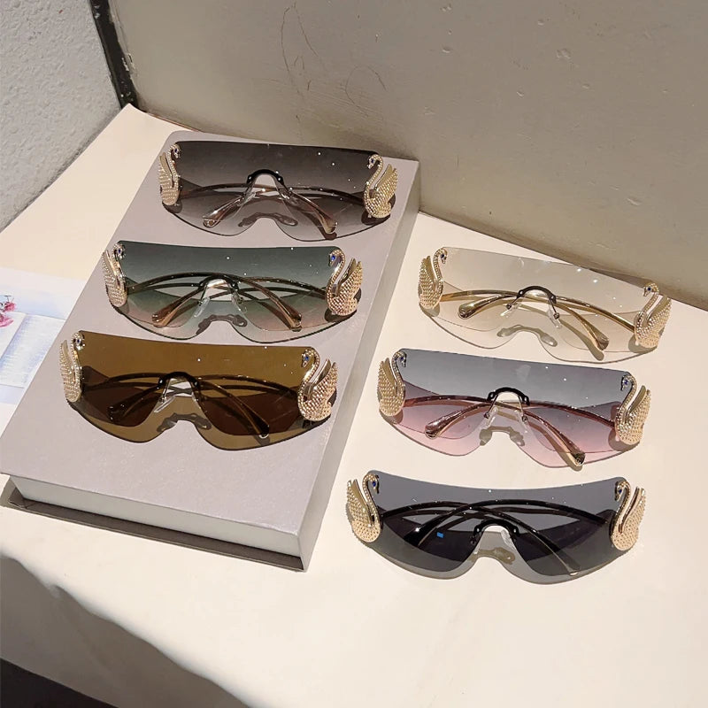 Rimless Y2k Monoblock Gradient Shades