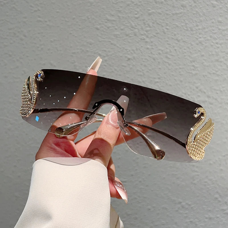 Rimless Y2k Monoblock Gradient Shades