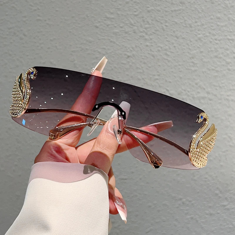 Rimless Y2k Monoblock Gradient Shades