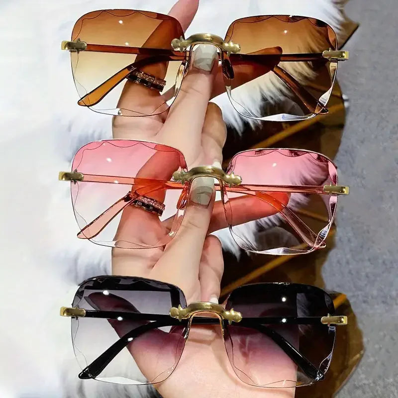 3PCS Square Rimless Sunglasses