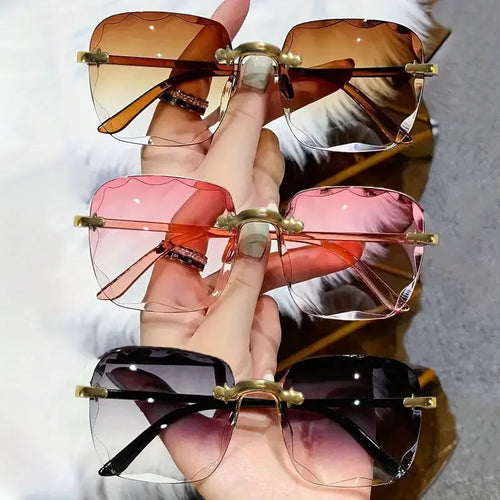 3PCS Square Rimless Sunglasses