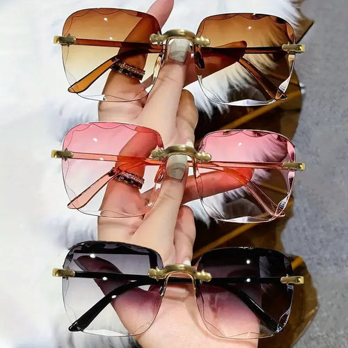 3PCS Square Rimless Sunglasses